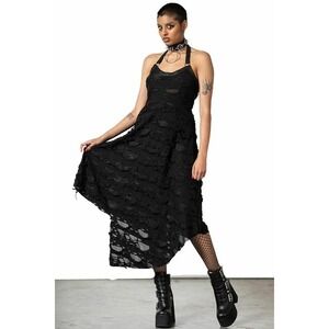 Killstar Nightwire halter distressed asymmetrical dress